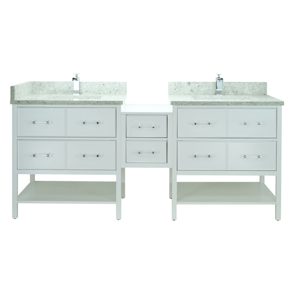 74" White Gemma Vanity with Topaz Quartz