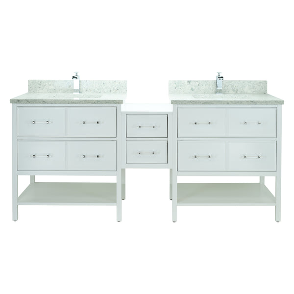 74" White Gemma Vanity with Topaz Quartz