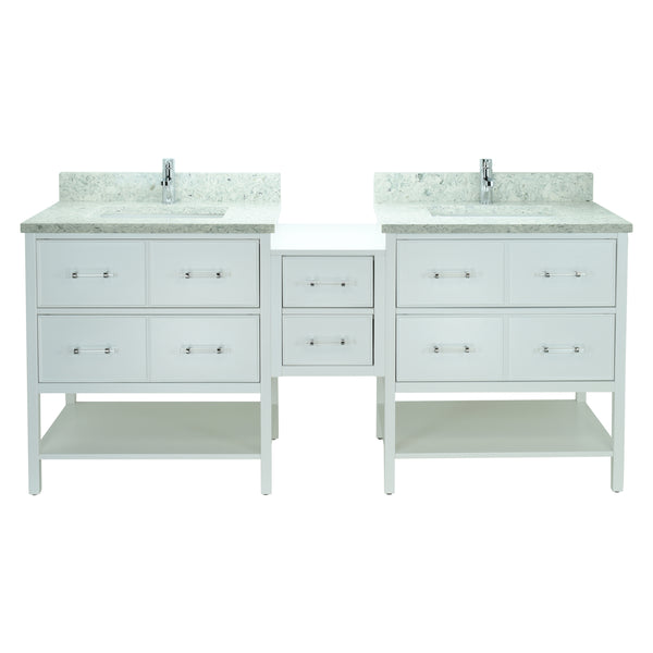 74" White Gemma Vanity with Topaz Quartz