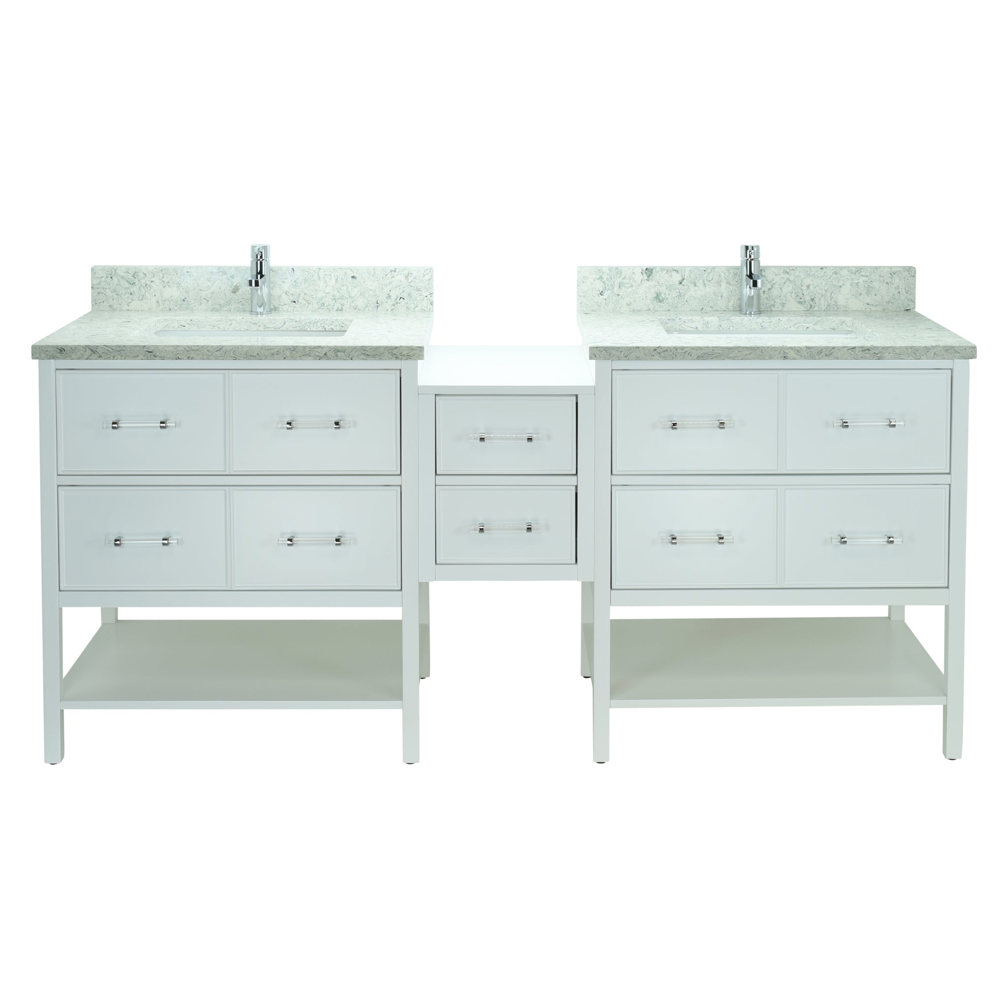 86" White Gemma Vanity with Topaz Quartz