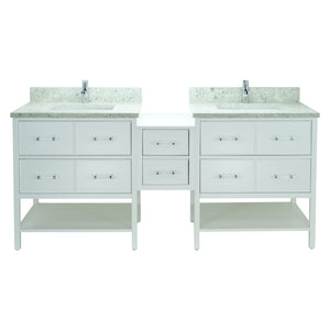 86" White Gemma Vanity with Topaz Quartz