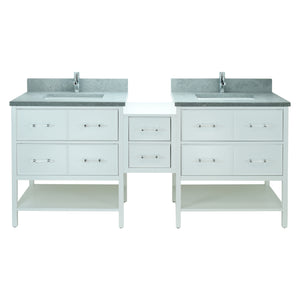 74" White Gemma Vanity with Concrete Leather Quartz