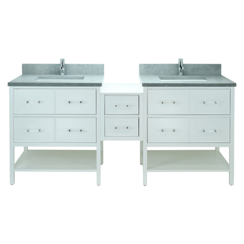 74" White Gemma Vanity with Concrete Leather Quartz