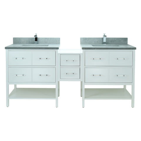 86" White Gemma Vanity with Concrete Leather Quartz