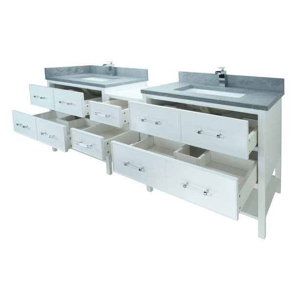 74" White Gemma Vanity with Concrete Leather Quartz