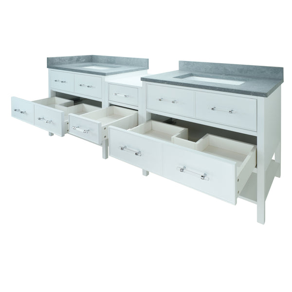 74" White Gemma Vanity with Concrete Leather Quartz