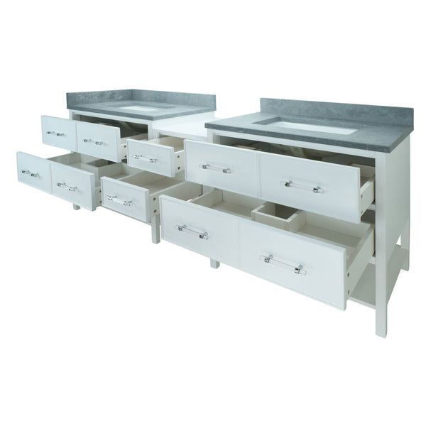74" White Gemma Vanity with Concrete Leather Quartz