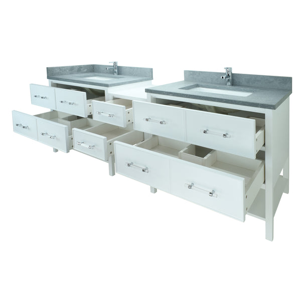74" White Gemma Vanity with Concrete Leather Quartz