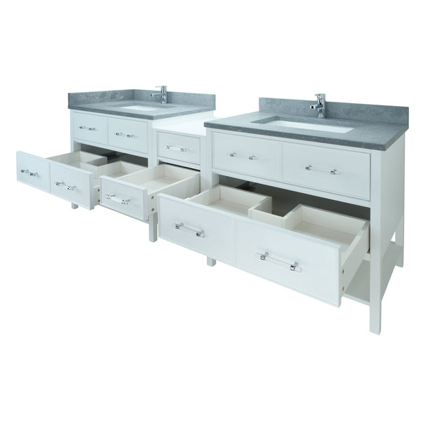 74" White Gemma Vanity with Concrete Leather Quartz