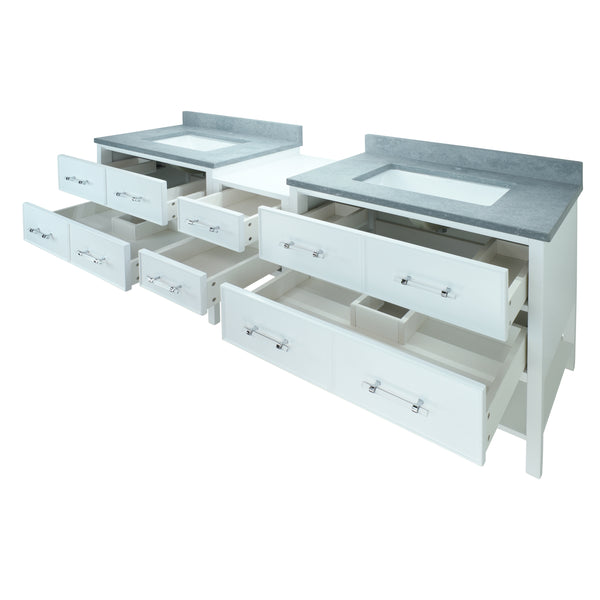 74" White Gemma Vanity with Concrete Leather Quartz