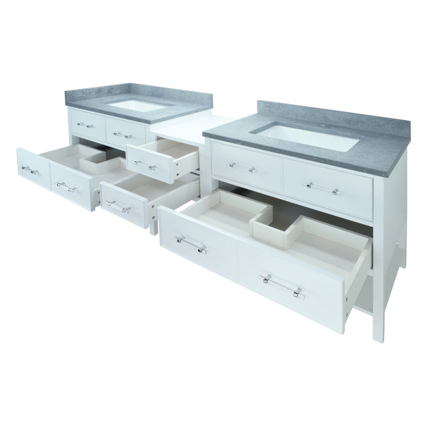 74" White Gemma Vanity with Concrete Leather Quartz