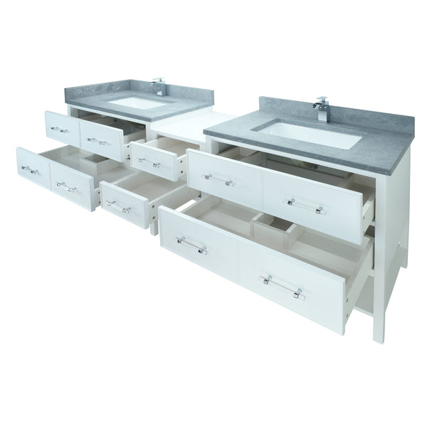 74" White Gemma Vanity with Concrete Leather Quartz