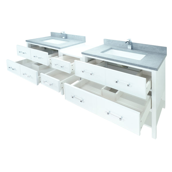 74" White Gemma Vanity with Concrete Leather Quartz