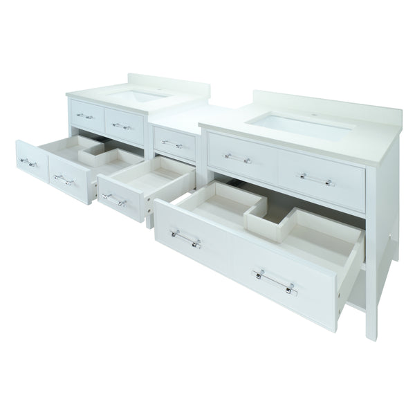 62" White Gemma Vanity with Silk White Quartz