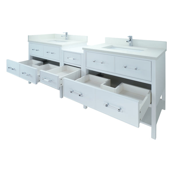 62" White Gemma Vanity with Silk White Quartz