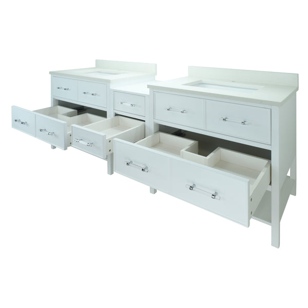 62" White Gemma Vanity with Silk White Quartz