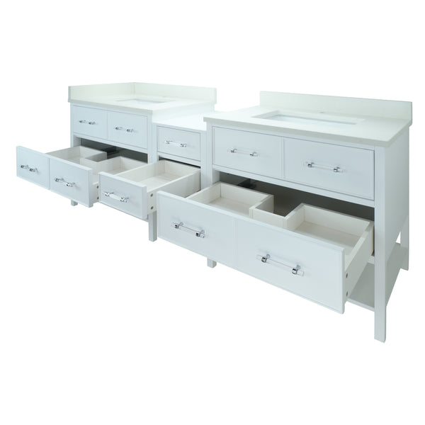 62" White Gemma Vanity with Silk White Quartz