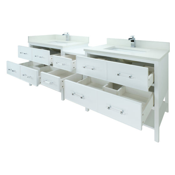 62" White Gemma Vanity with Silk White Quartz