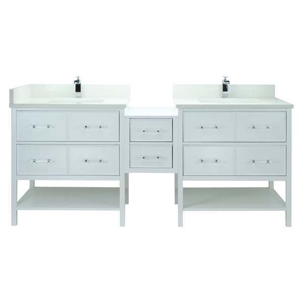 62" White Gemma Vanity with Silk White Quartz