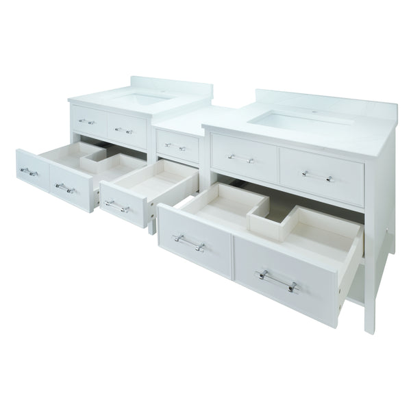 74" White Gemma Vanity Base Only
