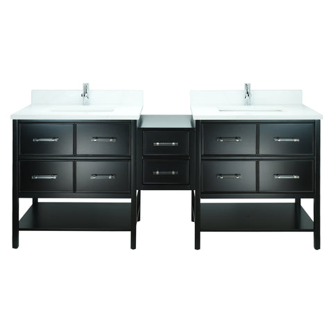 74" Black Gemma Vanity with Classic Calcutta Quartz