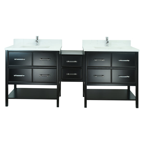 74" Black Gemma Vanity with Carrera Quartz