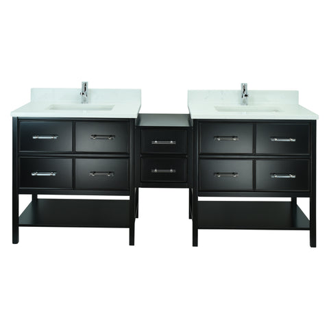 86" Black Gemma Vanity with Carrera Quartz