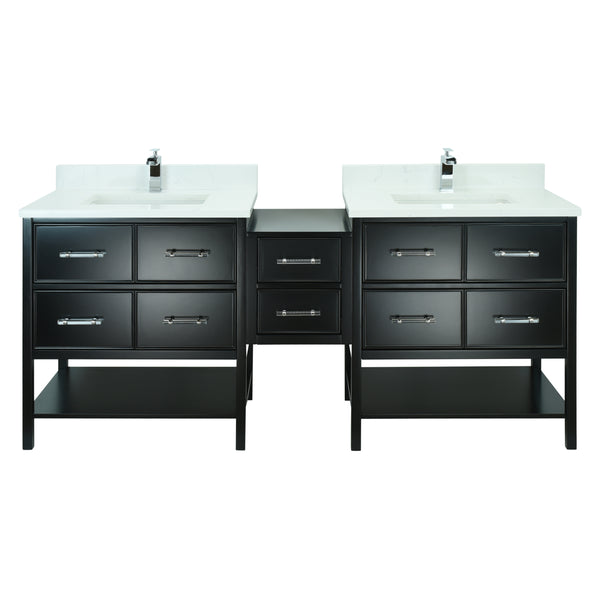 74" Black Gemma Vanity with Carrera Quartz