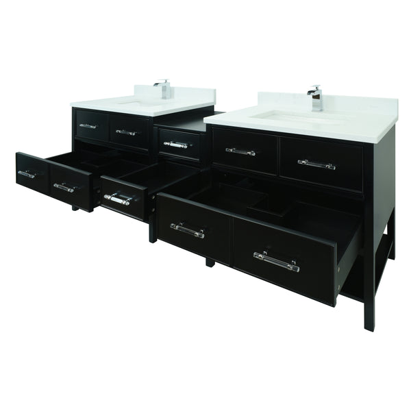 62" Black Gemma Vanity with Carrera Quartz