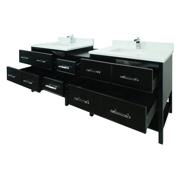 86" Black Gemma Vanity with Carrera Quartz