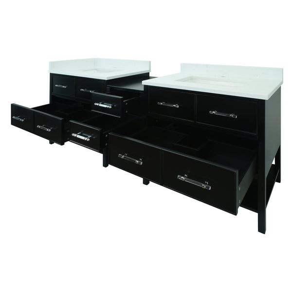 74" Black Gemma Vanity with Carrera Quartz