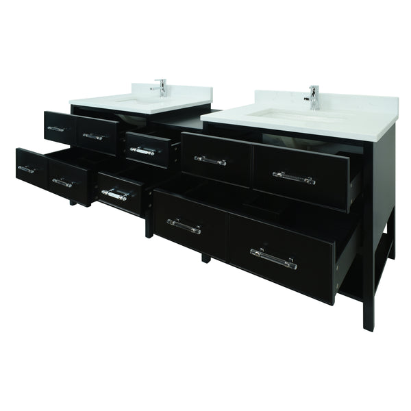 74" Black Gemma Vanity with Carrera Quartz