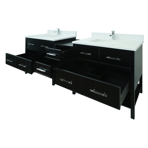 74" Black Gemma Vanity with Carrera Quartz