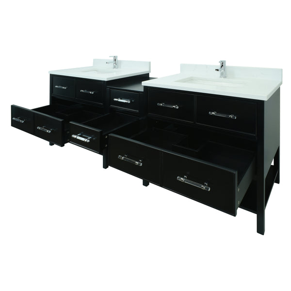 86" Black Gemma Vanity with Carrera Quartz