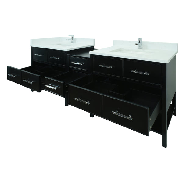 86" Black Gemma Vanity with Carrera Quartz
