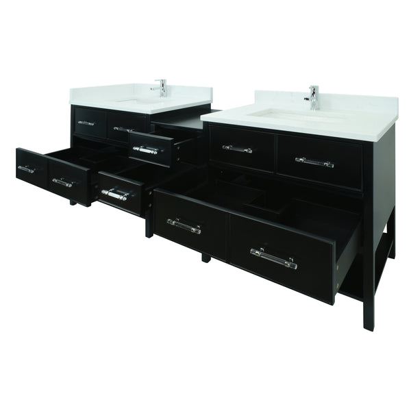 86" Black Gemma Vanity with Carrera Quartz