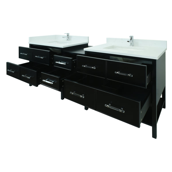 86" Black Gemma Vanity with Carrera Quartz