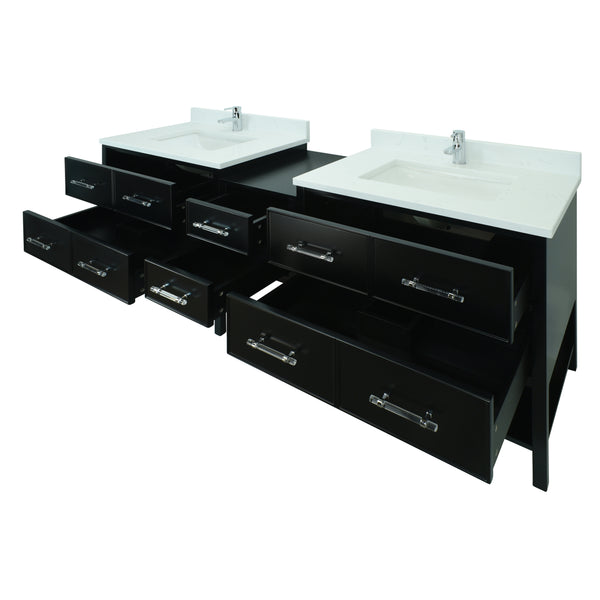 74" Black Gemma Vanity with Carrera Quartz