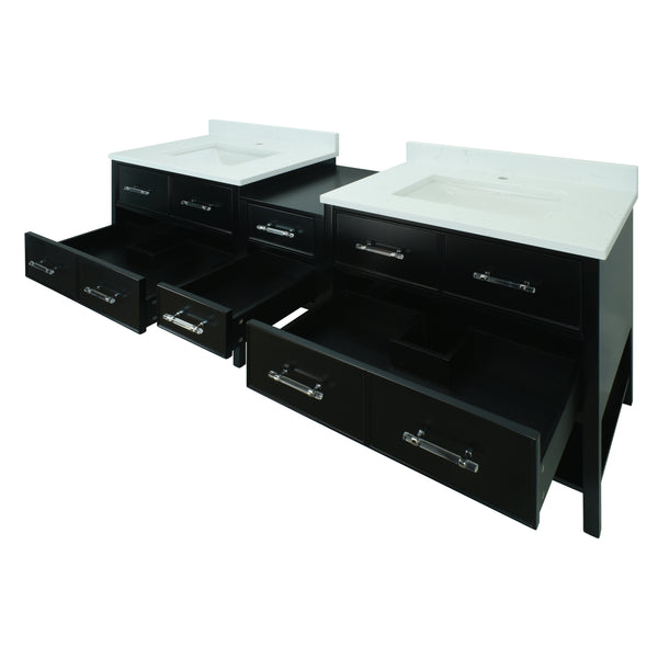 74" Black Gemma Vanity with Carrera Quartz