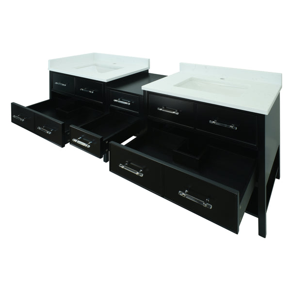 74" Black Gemma Vanity with Carrera Quartz