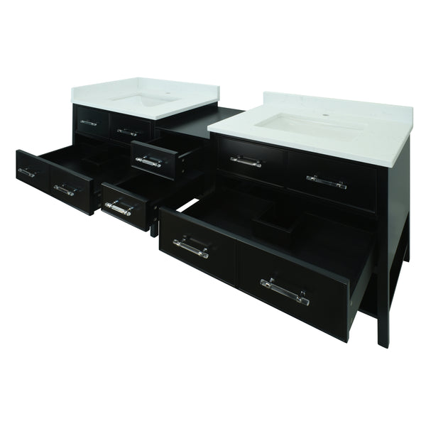74" Black Gemma Vanity with Carrera Quartz