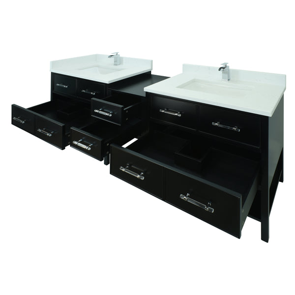 86" Black Gemma Vanity with Carrera Quartz
