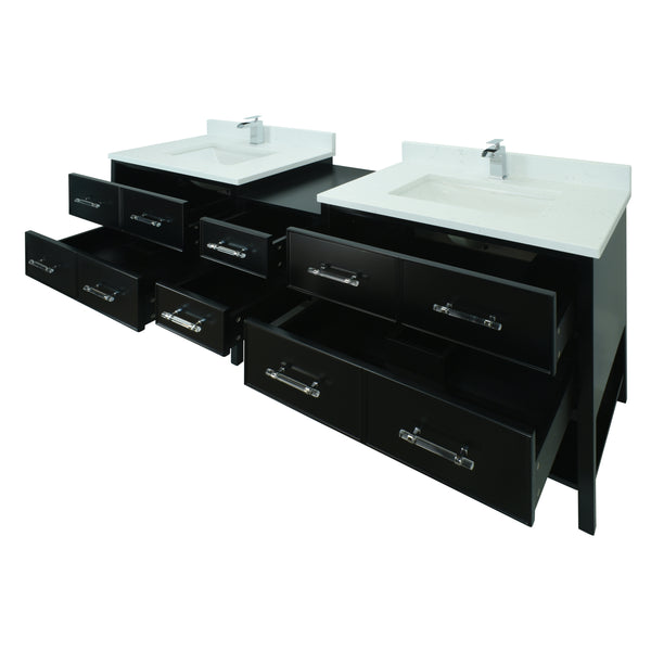 86" Black Gemma Vanity with Carrera Quartz