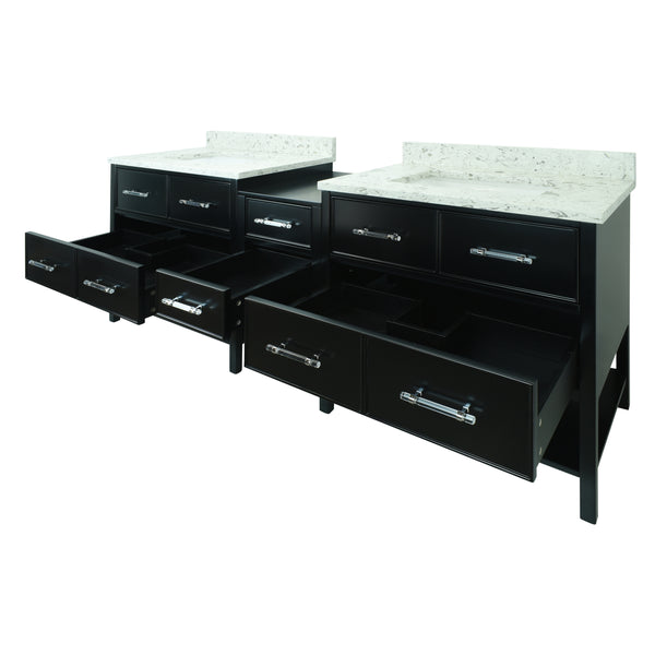 62" Black Gemma Vanity with Milky Way Quartz