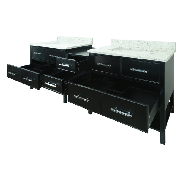 62" Black Gemma Vanity with Milky Way Quartz