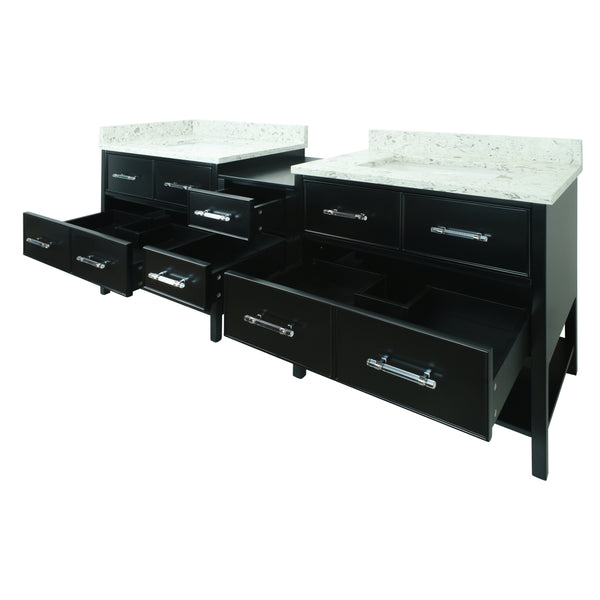 62" Black Gemma Vanity with Milky Way Quartz