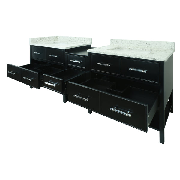 74" Black Gemma Vanity with Milky Way Quartz