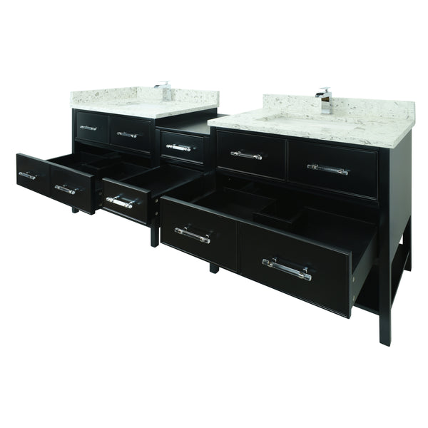62" Black Gemma Vanity with Milky Way Quartz