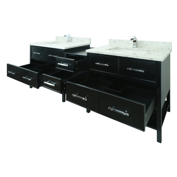 62" Black Gemma Vanity with Milky Way Quartz