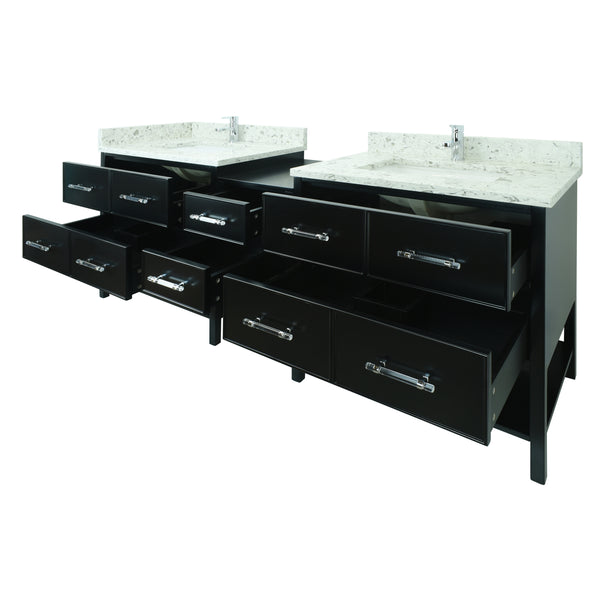 74" Black Gemma Vanity with Milky Way Quartz